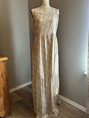 Universal Thread Beautiful XXL Maxi Dress In Beige & Ivory